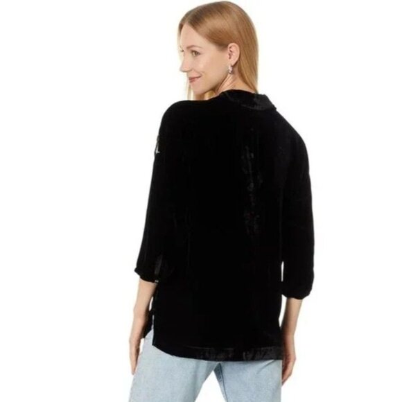 Johnny Was Amarylla Velvet Pop Over Shirt Size S Black Colorful Embroidered - Picture 4 of 8